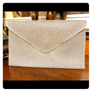 Rhinestone Studded Letter Clutch (Silver)